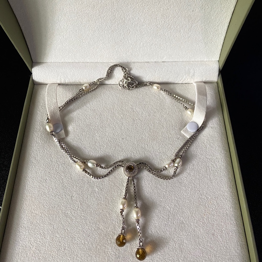 Judith Ripka Sterling pearl and topaz necklace
